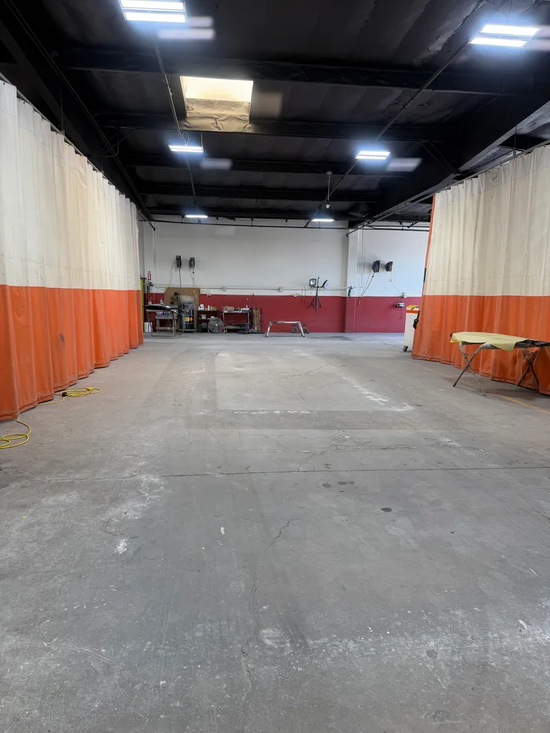 Curtained work area inside Orange Coast's Fountain Valley workshop